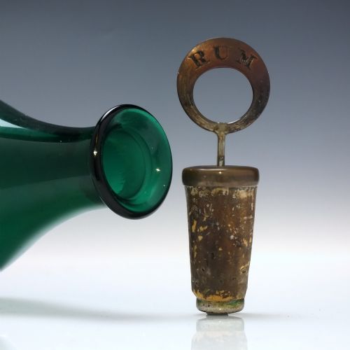 GEORGIAN BRISTOL GREEN GLASS CLUB DECANTER C1810 - ADDITIONAL PHOTO 2