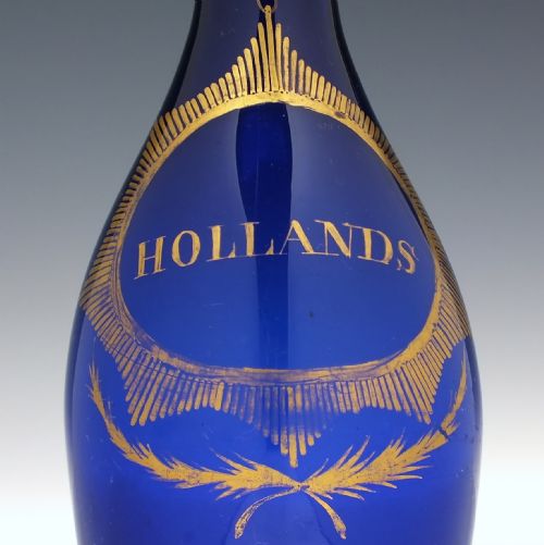 GEORGIAN BRISTOL BLUE GILDED HOLLANDS DECANTER C1810 - ADDITIONAL PHOTO 2