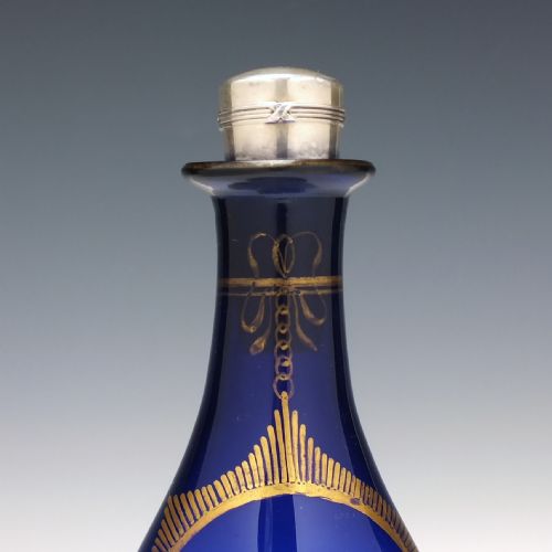 GEORGIAN BRISTOL BLUE GILDED HOLLANDS DECANTER C1810 - ADDITIONAL PHOTO 3