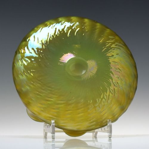 ART NOUVEAU IRIDESCENT GREEN GLASS FRUIT BOWL C1900 - ADDITIONAL PHOTO 2