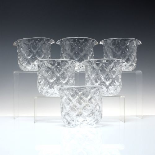 rare set of six 19th century diamond moulded wine glass rinsers c1840 - CATEGORY: ANTIQUE GLASS - DATED 1850