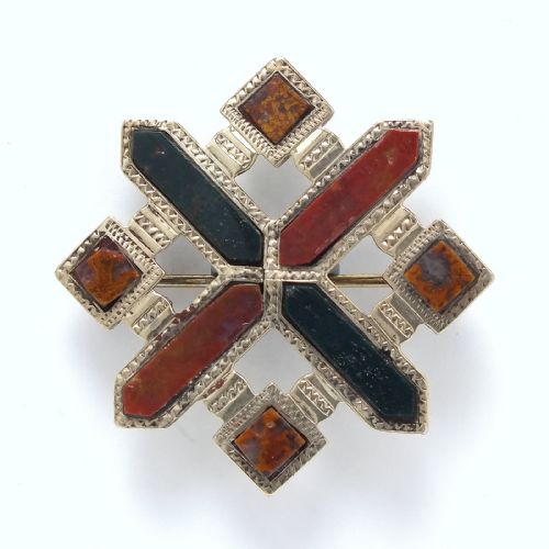 unusual antique scottish celtic shield silver brooch c1880 - CATEGORY: ANTIQUE JEWELLERY - DATED 1880