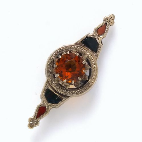 antique scottish celtic silver shield gemstone brooch c1890 - CATEGORY: ANTIQUE JEWELLERY - DATED 1890