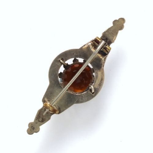 ANTIQUE SCOTTISH CELTIC SILVER SHIELD GEMSTONE BROOCH C1890 - ADDITIONAL PHOTO 1