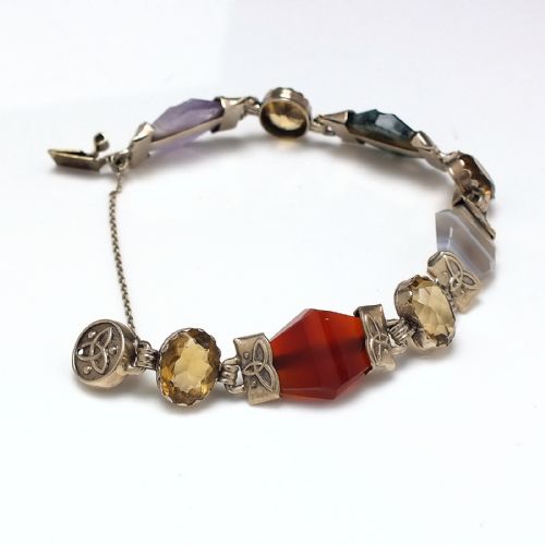 EXCEPTIONAL ANTIQUE SILVER AND SCOTTISH AGATE BRACELET C1920 - ADDITIONAL PHOTO 1
