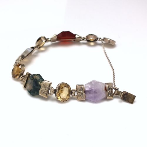 EXCEPTIONAL ANTIQUE SILVER AND SCOTTISH AGATE BRACELET C1920 - ADDITIONAL PHOTO 2