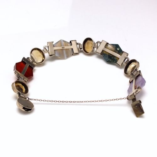 EXCEPTIONAL ANTIQUE SILVER AND SCOTTISH AGATE BRACELET C1920 - ADDITIONAL PHOTO 3