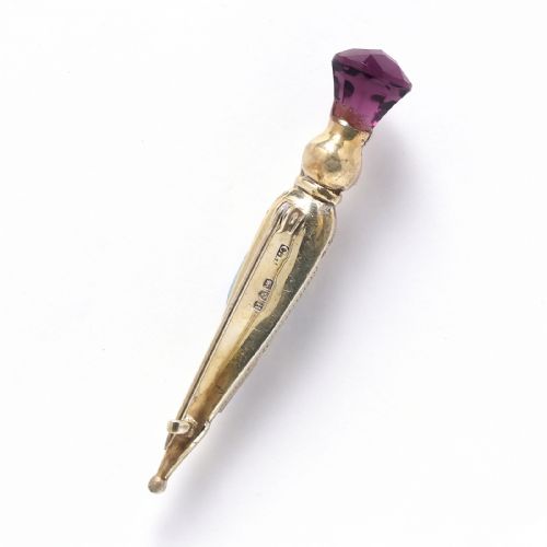 ANTIQUE SCOTTISH CELTIC SILVER DIRK GEMSTONE BROOCH C1891 - ADDITIONAL PHOTO 1