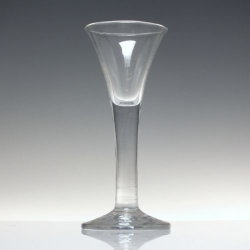 ANTIQUE 18TH CENTURY DRAWN TRUMPET GIN GLASS C1750 - ADDITIONAL PHOTO 1