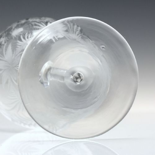 PAIR ANTIQUE 19TH CENTURY SPIDER WEB BUTTERFLY ENGRAVED WINE GLASSES BY JOSEPH KELLER C1875 - ADDITIONAL PHOTO 6