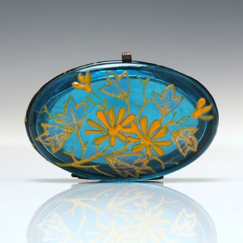superb 19th century enameled glass patch or snuff box c1860 - CATEGORY: ANTIQUE GLASS - DATED 1850