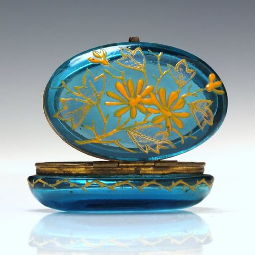 SUPERB 19TH CENTURY ENAMELED GLASS PATCH OR SNUFF BOX C1860 - ADDITIONAL PHOTO 4