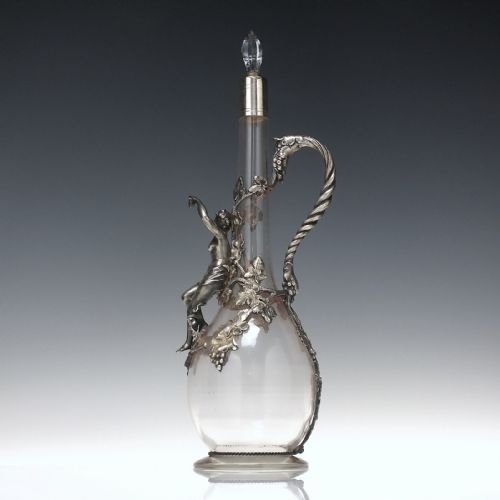MAGNIFICENT ART NOUVEAU GLASS PEWTER CLARET JUG C1890 - ADDITIONAL PHOTO 1
