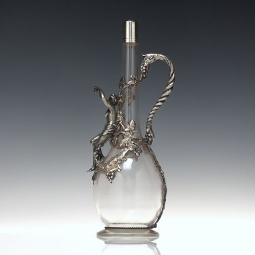 MAGNIFICENT ART NOUVEAU GLASS PEWTER CLARET JUG C1890 - ADDITIONAL PHOTO 2