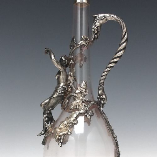 MAGNIFICENT ART NOUVEAU GLASS PEWTER CLARET JUG C1890 - ADDITIONAL PHOTO 3