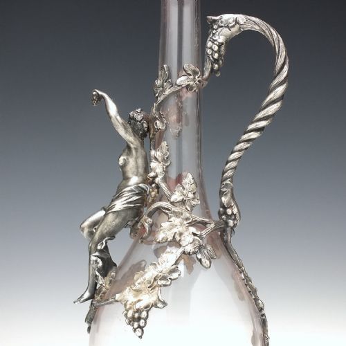MAGNIFICENT ART NOUVEAU GLASS PEWTER CLARET JUG C1890 - ADDITIONAL PHOTO 4