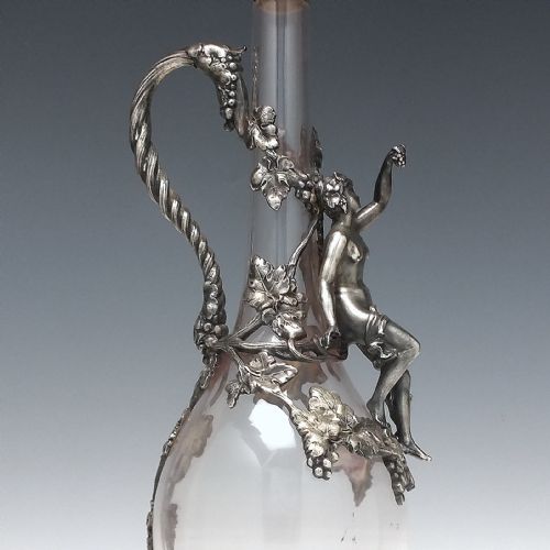 MAGNIFICENT ART NOUVEAU GLASS PEWTER CLARET JUG C1890 - ADDITIONAL PHOTO 7