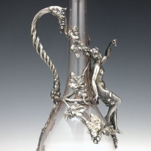 MAGNIFICENT ART NOUVEAU GLASS PEWTER CLARET JUG C1890 - ADDITIONAL PHOTO 8