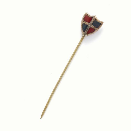 UNUSUAL ANTIQUE SCOTTISH CELTIC SILVER SHIELD GEMSTONE PIN C1900 - ADDITIONAL PHOTO 1