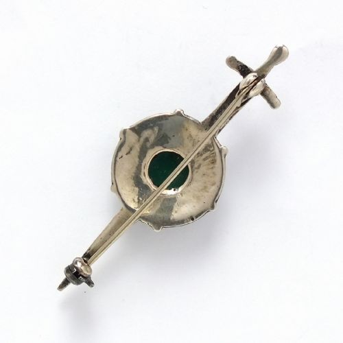 ANTIQUE SCOTTISH CELTIC SILVER SWORD AND SHIELD GEMSTONE BROOCH C1900 - ADDITIONAL PHOTO 1