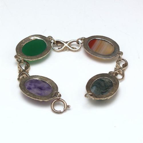 ANTIQUE VICTORIAN SCOTTISH SILVER THISTLE AND AGATE BRACELET C1920 - ADDITIONAL PHOTO 2