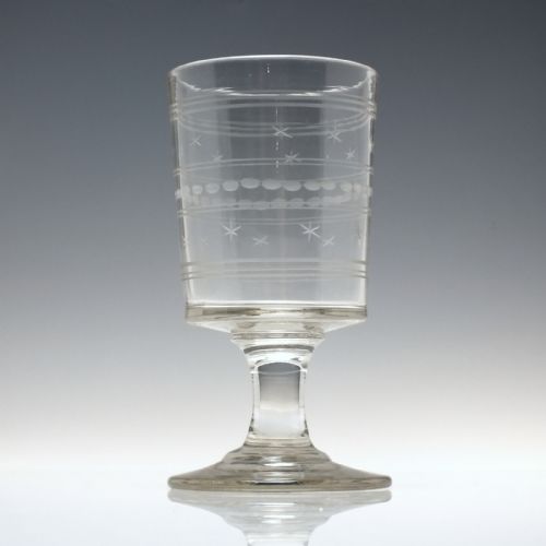 PAIR VICTORIAN ENGRAVED GLASS RUMMER WITH BUCKET BOWLS C1880 - ADDITIONAL PHOTO 1