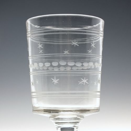 PAIR VICTORIAN ENGRAVED GLASS RUMMER WITH BUCKET BOWLS C1880 - ADDITIONAL PHOTO 2