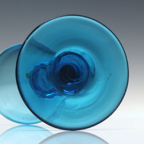 GEORGIAN PEACOCK BLUE FLUTE WINE GLASS C1820 - ADDITIONAL PHOTO 5