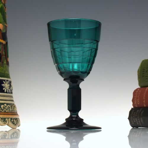 rare 19th century turquoise wine glass c1830 - CATEGORY: ANTIQUE GLASS - DATED 1800
