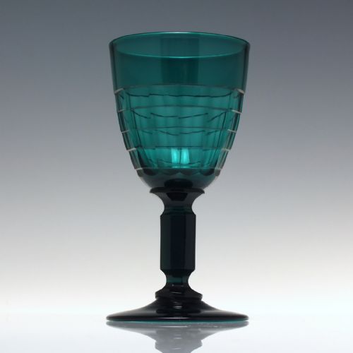 RARE 19TH CENTURY TURQUOISE WINE GLASS C1830 - ADDITIONAL PHOTO 1