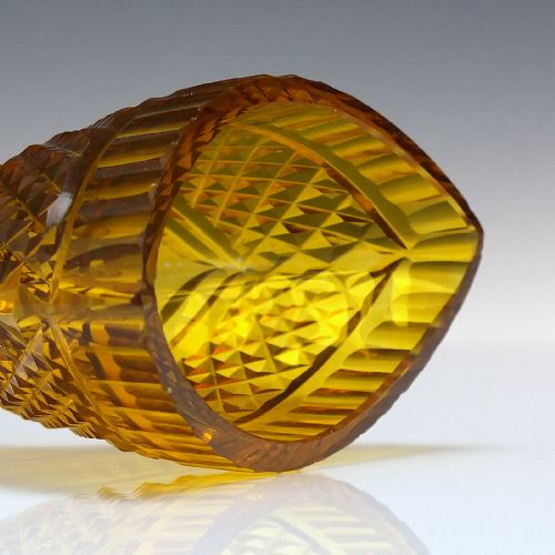 PAIR ANTIQUE 19TH CENTURY AMBER CUT GLASS SALTS C1830 - ADDITIONAL PHOTO 3