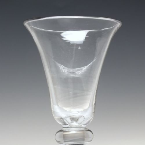 ANTIQUE GEORGIAN LARGE BELL BOWL BALUSTROID WINE GLASS C1740 - ADDITIONAL PHOTO 2