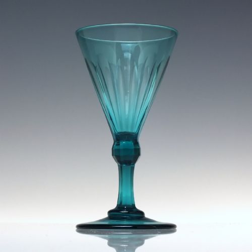 PAIR PEACOCK BLUE GEORGIAN REGENCY WINE GLASSES C1820 - ADDITIONAL PHOTO 1
