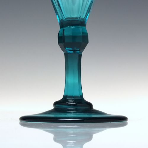 PAIR PEACOCK BLUE GEORGIAN REGENCY WINE GLASSES C1820 - ADDITIONAL PHOTO 2
