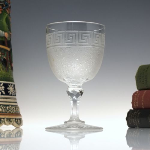 19th century green key engraved wine goblet c1870 - CATEGORY: ANTIQUE GLASS - DATED 1870