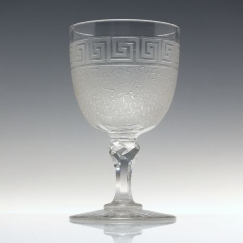 19TH CENTURY GREEN KEY ENGRAVED WINE GOBLET C1870 - ADDITIONAL PHOTO 1