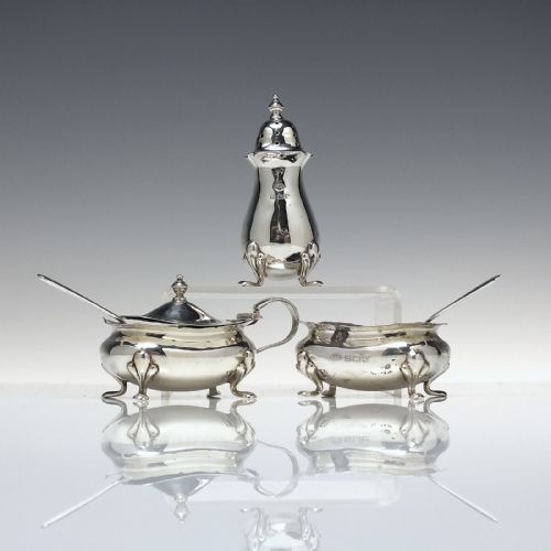 ANTIQUE SILVER CRUET SET IN ORIGINAL BOX BIRMINGHAM 1902 - ADDITIONAL PHOTO 2