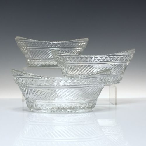 three irish cut glass serving bowls c1830 - CATEGORY: ANTIQUE GLASS - DATED 1800