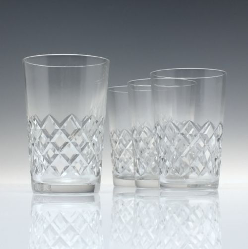 four antique edwardian crystal whisky tumblers c1910 - CATEGORY: ANTIQUE GLASS - DATED 1910
