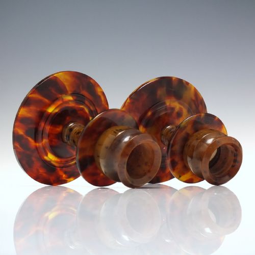 PAIR ANTIQUE TORTOISESHELL CANDLE STICKS C1900 - ADDITIONAL PHOTO 1