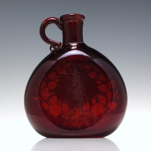 19TH CENTURY RUBY ENGRAVED GLASS FLAGON DECANTER C1870 - ADDITIONAL PHOTO 3