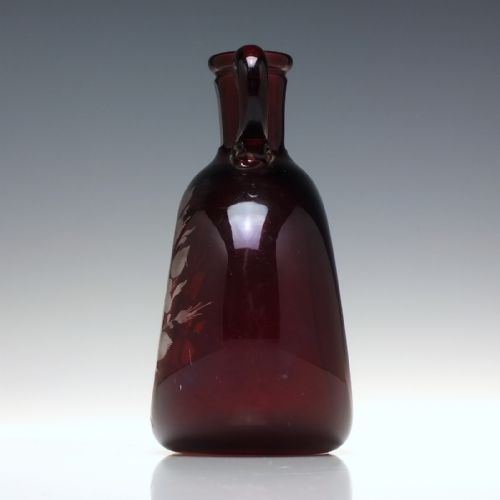 19TH CENTURY RUBY ENGRAVED GLASS FLAGON DECANTER C1870 - ADDITIONAL PHOTO 4