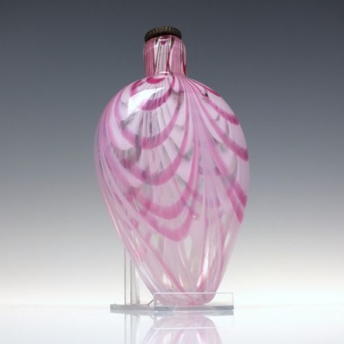 19TH CENTURY PINK NAILSEA GLASS FLASK C1830 - ADDITIONAL PHOTO 1