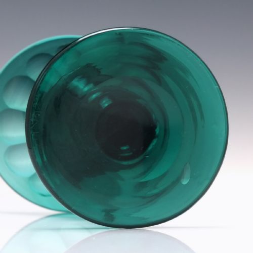 PAIR 19TH CENTURY EMERALD GREEN WINE GLASSES C1820 - ADDITIONAL PHOTO 5