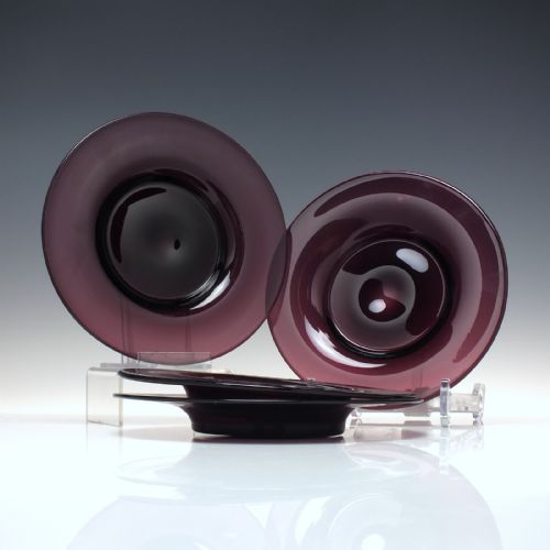 four antique victorian amethyst glass plates c1860 - CATEGORY: ANTIQUE GLASS - DATED 1860