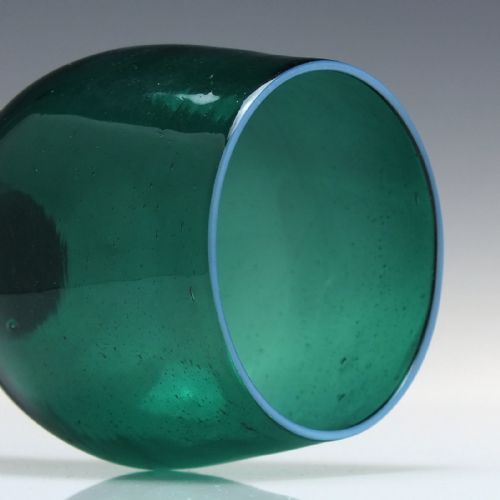 19TH CENTURY BRISTOL GREEN WINE ROEMER GLASS WITH BLUE RIM C1830 - ADDITIONAL PHOTO 3
