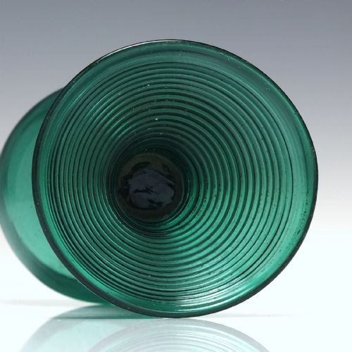 19TH CENTURY BRISTOL GREEN WINE ROEMER GLASS WITH BLUE RIM C1830 - ADDITIONAL PHOTO 4