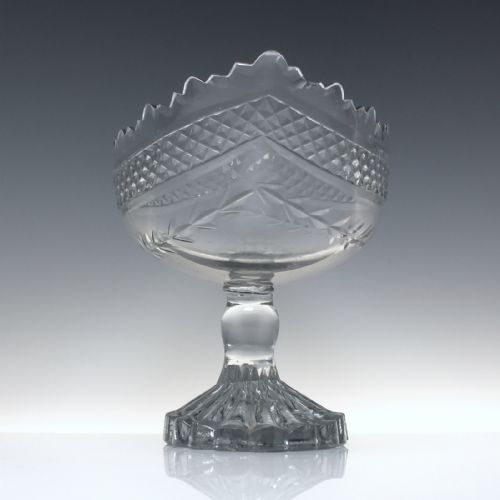 LARGE IRISH GLASS CANOE STANDING BOWL C1800 - ADDITIONAL PHOTO 3