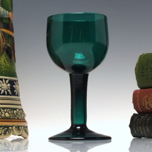 rare antique green hollow stem wine glass c1760 - CATEGORY: ANTIQUE GLASS - DATED 1750