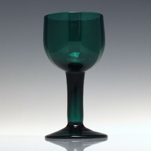 RARE ANTIQUE GREEN HOLLOW STEM WINE GLASS C1760 - ADDITIONAL PHOTO 1